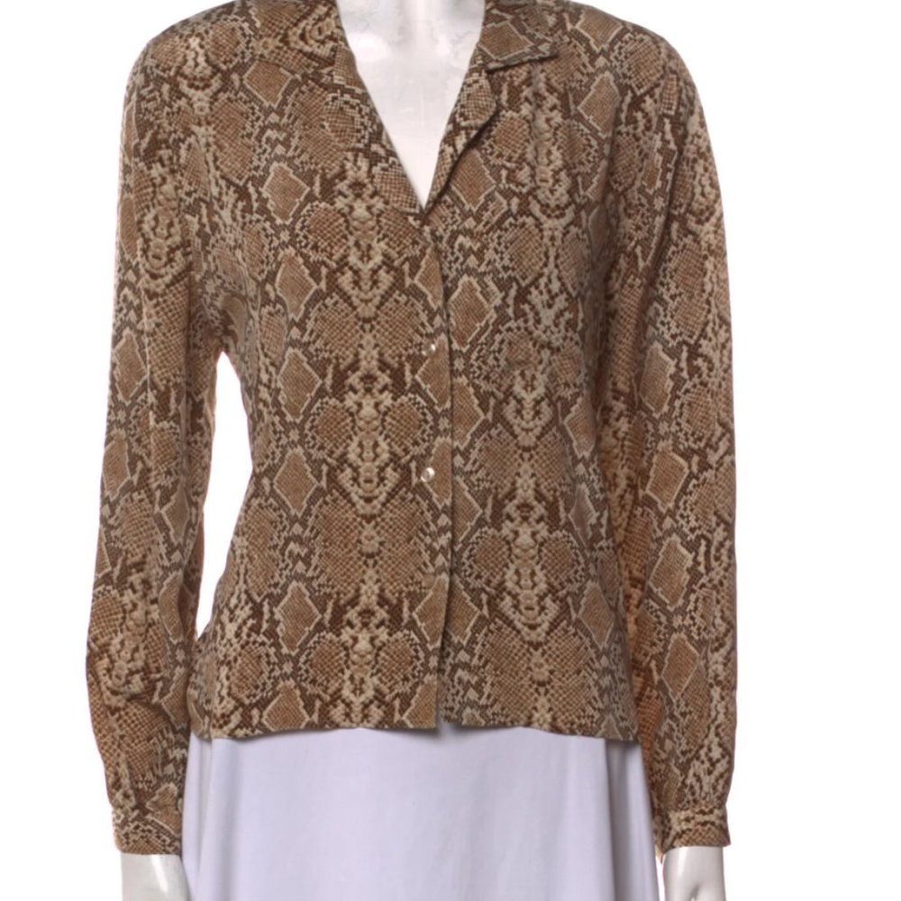 Anine Bing Silk Snake Print Button up top XS